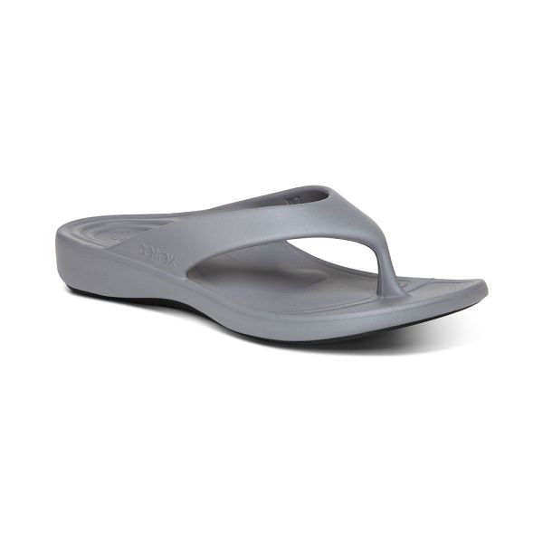 Aetrex Women's Maui Flip Flops Grey Sandals UK 6229-535